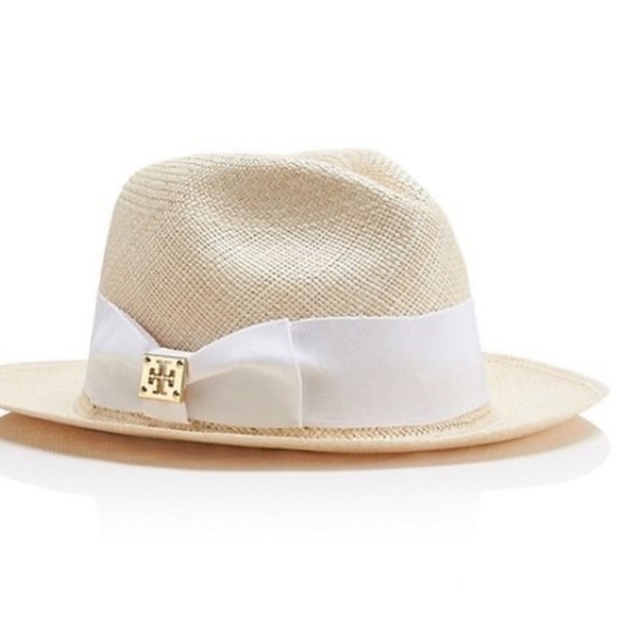 Tory Burch Accessories Tory Burch Classic Straw Fedora With Gold